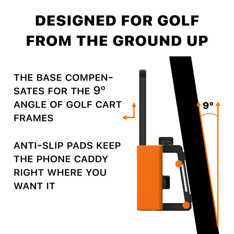 DESERT FOX GOLF حامل هاتف DESERT FOX GOLF - حامل هاتف عربة جولف قابل للتعديل مع حزام آمن لتطبيقات GPS والجولف بدون استخدام اليدين - يناسب جميع الأحجام - برتقالي - Image 4